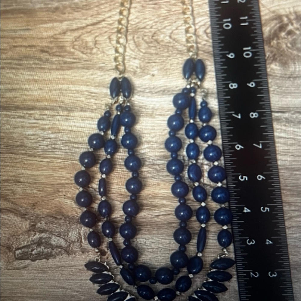 Premier Designs NWT In the Navy Beaded Necklace with Gold Accents - Picture 12 of 15